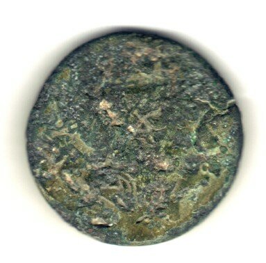 obverse overstruck sicilian coin to a roman triens
